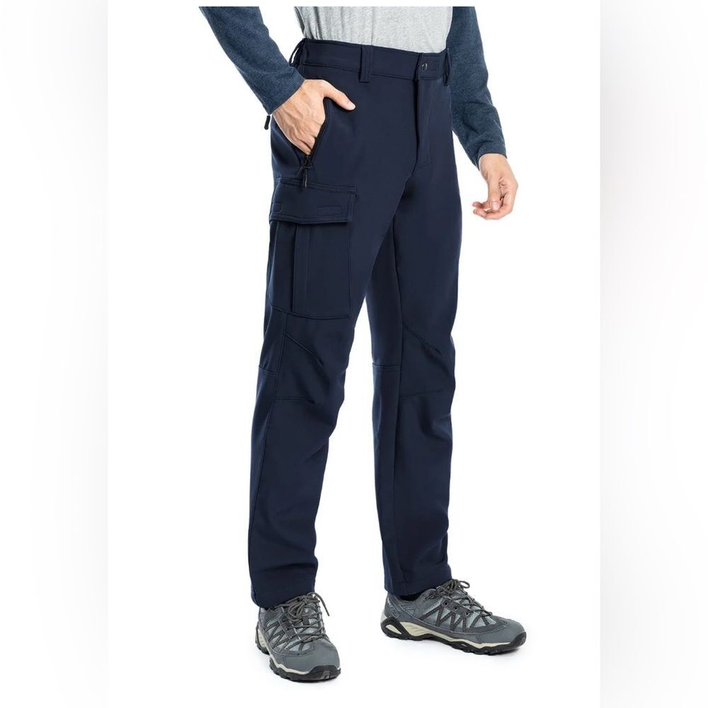 Hiauspor Men's Fleece Lined Hiking Pants Waterproof  Hunting Pants Navy new